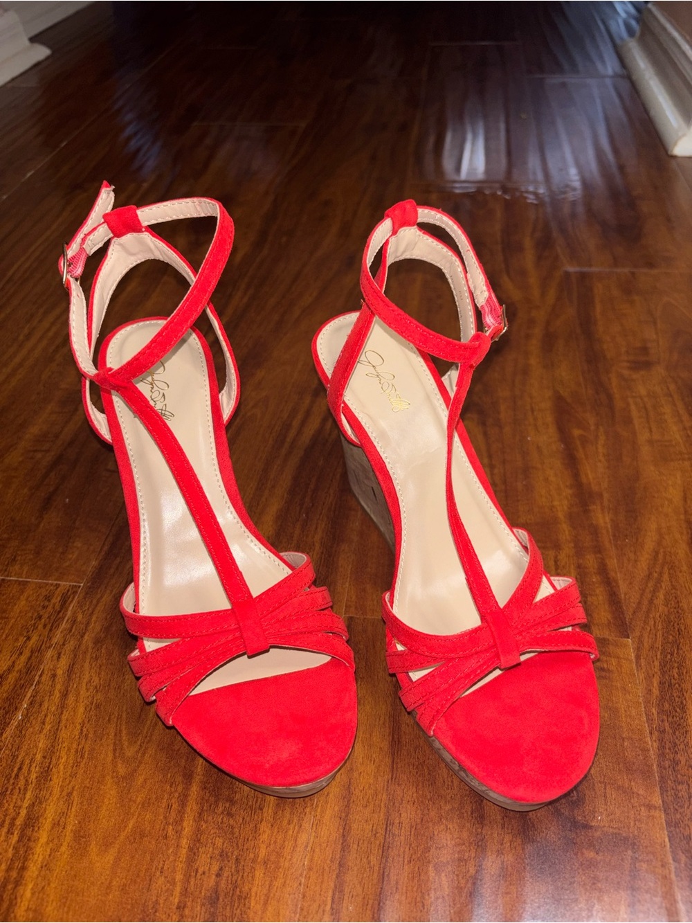 Jaclyn Smith Red Strappy Wedge